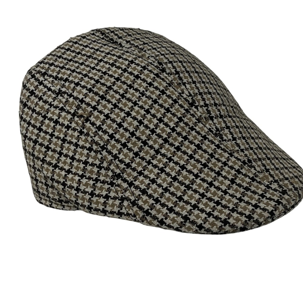 Magid Hats Houndstooth Newsboy Ivy Cap Black Tan Driving Golf Flat Cap OS